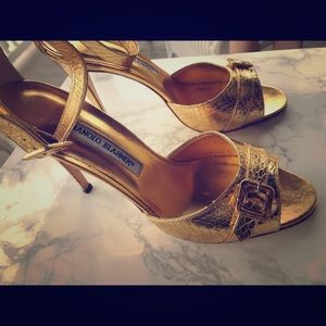 Authentic Gold Manolo Blahnik Heels
